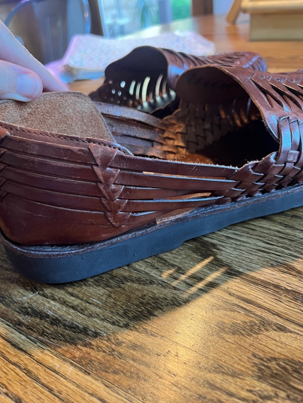 Men's Brown Woven Leather Slip-On Huarache Loafers SZ 12 - Picture 9 of 14
